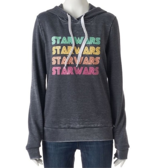 Starwars pull over gray hoodie with colorful print - Picture 5 of 6